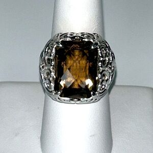 NWOT Sterling Silver Smoky Quartz Designer Free Form Ring Modern